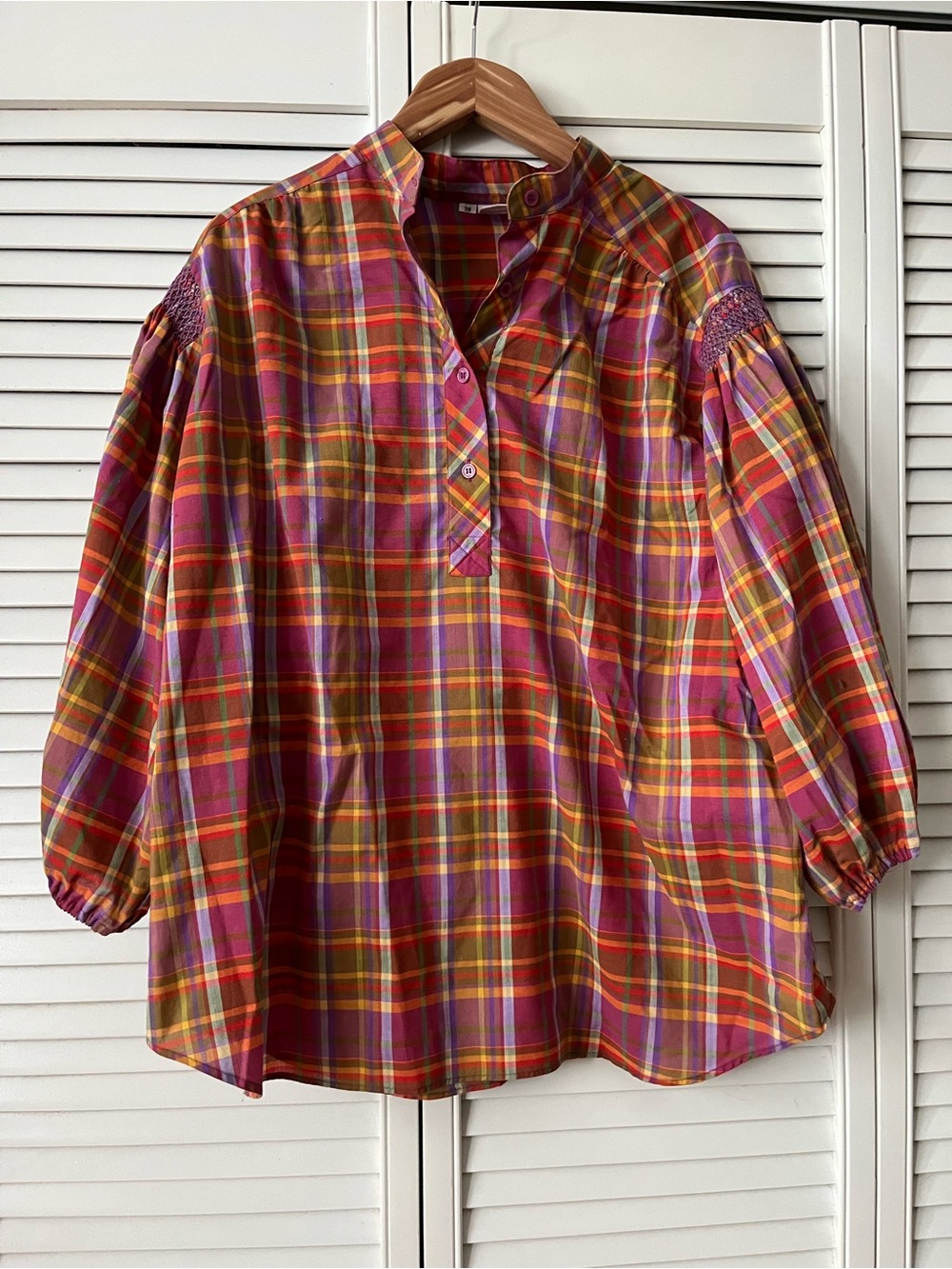 Rare Vintage 1980’s Levi’s Colorful Blouse with Smocking.